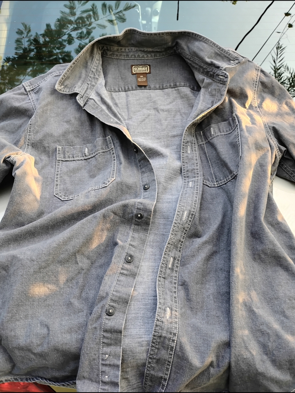 Men's Washed Indigo Button-Down Casual Shirt